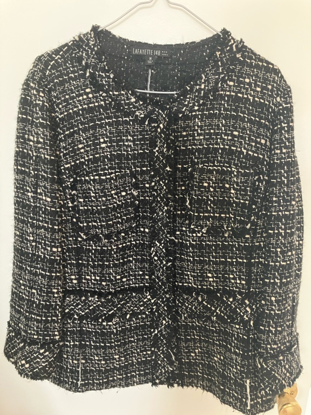 Lafayette 148 New York Black and White Bouclé Tweed Jacket